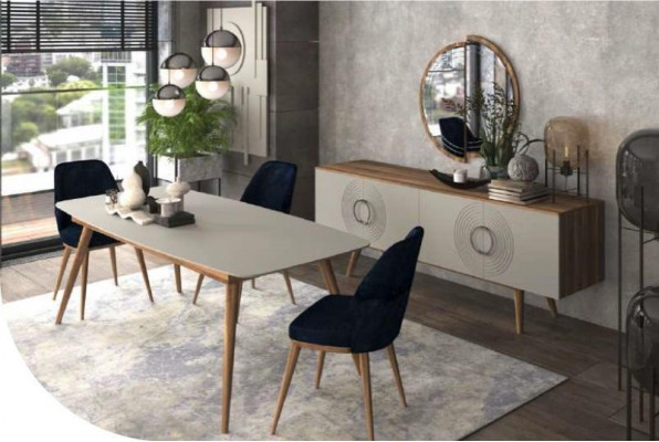 Blauwe eetkamerstoel Luxe Moderne keukenmeubels Designer houten meubels