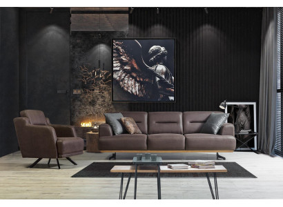 Bankstel 3-zits + fauteuil Woonkamer Bank Fauteuil Lederen meubel Luxe set