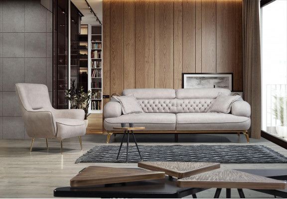Bankstel 3-zitsbank + fauteuil set Design bankstel Stoffen fauteuil Woonkamer Nieuw