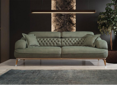 Bankstel 3-zits Grijs Luxe Textiel Woonkamer Design Italiaanse Stijl