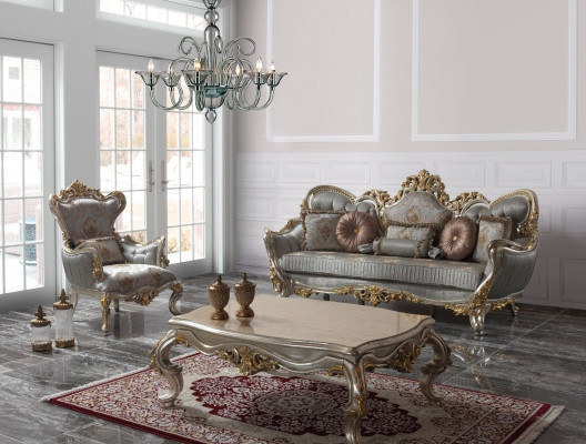 Polstersofa set bankstel bankstel driepersoons fauteuil stof bank blauw bankstellen