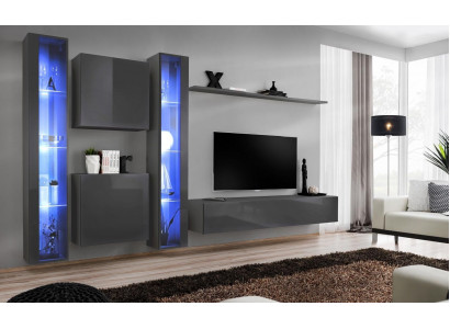 Luxe 2x hangende vitrine Nieuwe wandcombinatie 2x wandkast Compleet set wandplank Nieuw