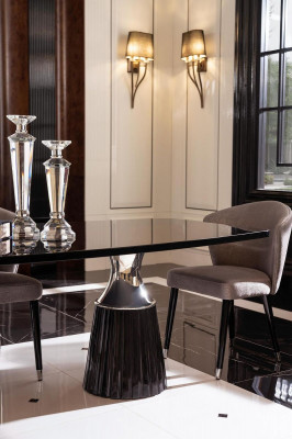Luxe eetkamerset eethoek eettafel stoelen zwart 9-delig eetkamer hout