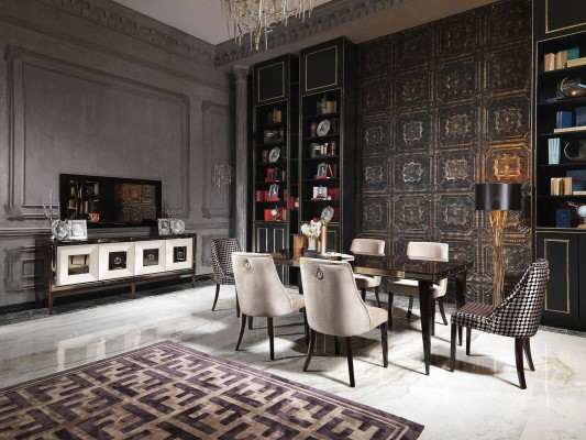 Eethoek Eetkamer Eetgroep Luxe Eettafel Stoelen Zwart Hout 9-delig