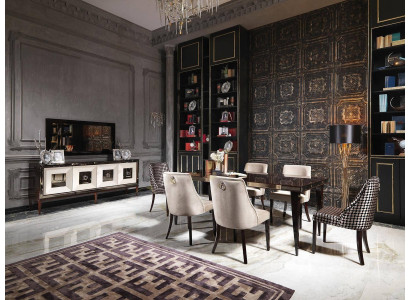 Eethoek Eetkamer Eetgroep Luxe Eettafel Stoelen Zwart Hout 9-delig