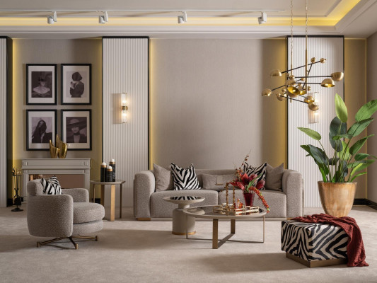 Sofagroep Viersitzer Fauteuil Stoffen Bank Salontafels Grijs Set van 6 delen