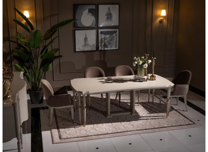 Eetgroep Eethoek Eettafel Stoelen Set 7-delig Eetkamer Beige Hout Design