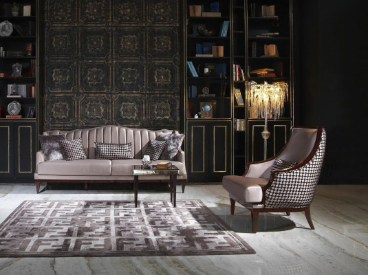 Bankstel Vierzitter Fauteuil Bijzettafel Stoffen Bank Grijs Bekleding