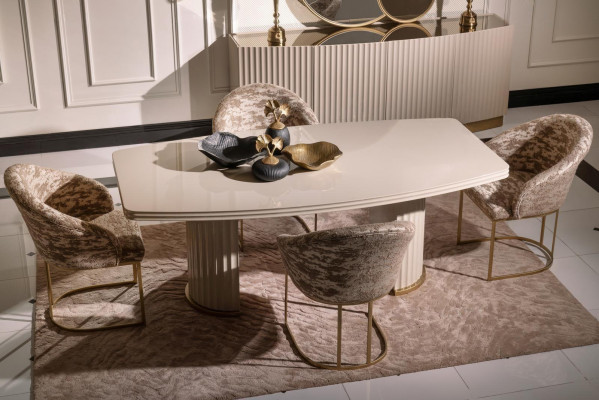 Eetkamerset Eethoek Eettafel Stoelen Set 7-delig Eetkamer Beige Hout Ontwerp