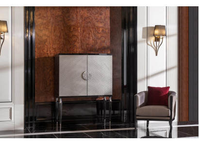 Garnituur Fauteuil Barkast Grijs Stof Oorfauteuil Bar Woonkamer Set