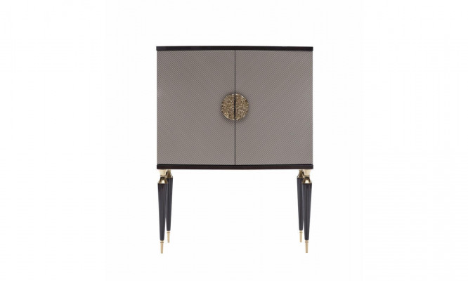 Garnituur Fauteuil Barkast Grijs Stof Oorfauteuil Bar Woonkamer Set