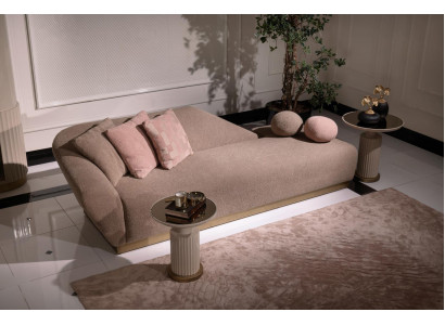 Chaiselongue groep bank bijzettafels stoffering stof modern 3-delige set