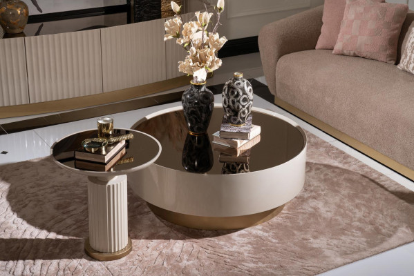 Volledige salontafel bijzettafel sofabtafel koffietafel beige luxe