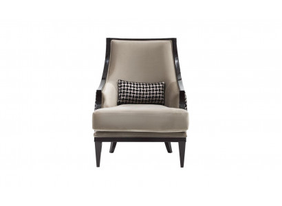 Fauteuil Oorfauteuil Eenzitter Zitter Stof Grijs Woonkamer Klassiek
