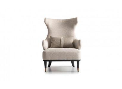 Luxe moderne fauteuil met oren, eenzitter, luxe beige stof, modern woonkamer