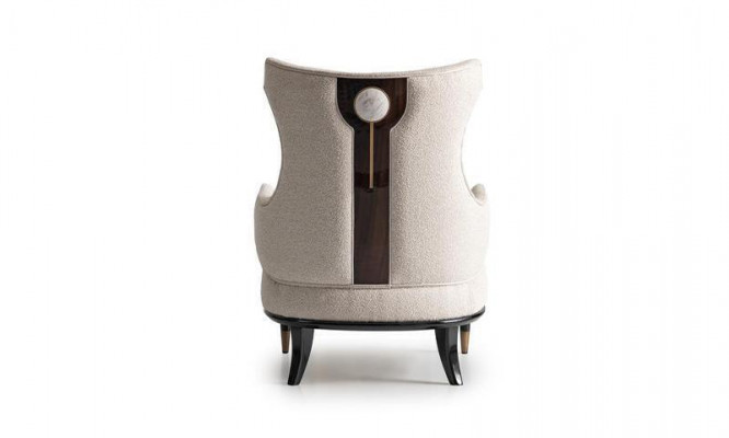 Luxe moderne fauteuil met oren, eenzitter, luxe beige stof, modern woonkamer