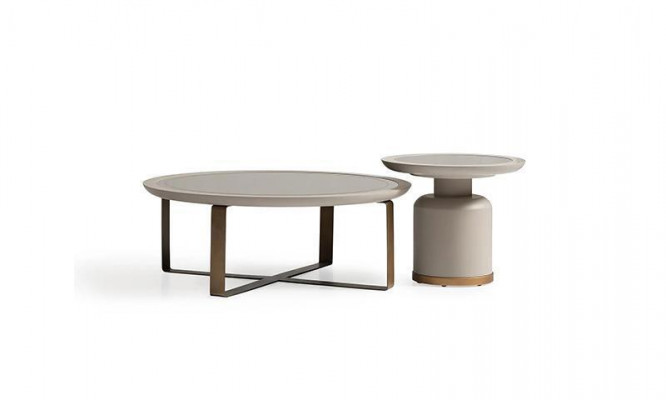 Volledige salontafel bijzettafel Beige Koffietafel Metaal Woonkamer