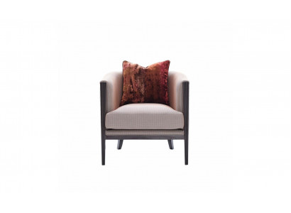 Fauteuil met grijze stoffen bekleding en oorfauteuil, cocktailstoel, ontspanningsstoel ontwerp