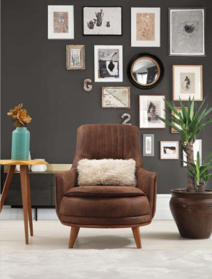 Fauteuil Oorfauteuil Design Bekleding Woonkamer 1-zits Kunstleer Zitter