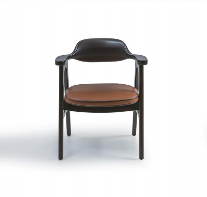 Eetkamerstoel met armleuningen Zwarte houten stoel Nieuw meubeldesign Zitting