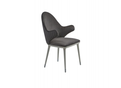 Grijze stoel met armleuningen, modern eetkamer luxe design meubels.