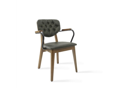 Eetkamerstoel met armleuningen, Chesterfield-bekleding, luxe meubels