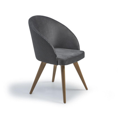 Ontwerper Luxe Eetkamerstoel met Armleuningen Grijs Modern Gestoffeerde Zitting