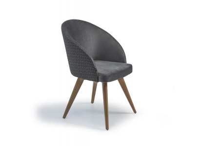 Ontwerper Luxe Eetkamerstoel met Armleuningen Grijs Modern Gestoffeerde Zitting