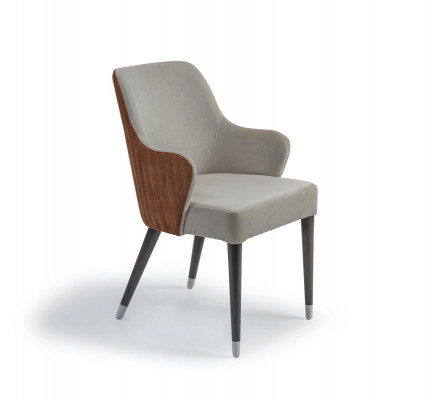 Luxe stoel met armleuningen Grijs Gestoffeerde zitting Moderne design meubels voor eetkamer
