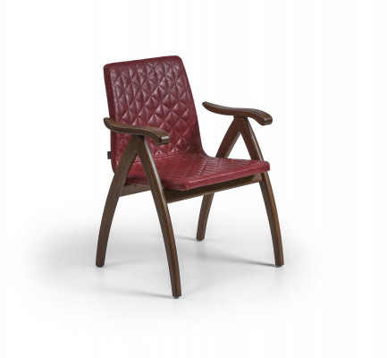 Moderne stoel met armleuningen lederen zitting ontwerp houten eetkamerstoelen.