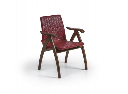 Moderne stoel met armleuningen lederen zitting ontwerp houten eetkamerstoelen.
