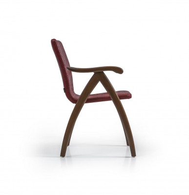 Moderne stoel met armleuningen lederen zitting ontwerp houten eetkamerstoelen.