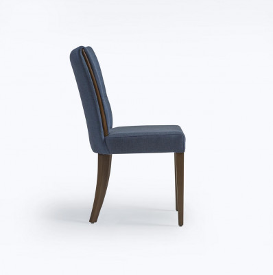 Moderne stoel blauw meubel ontwerper inrichting luxe eetkamer gestoffeerde zitting