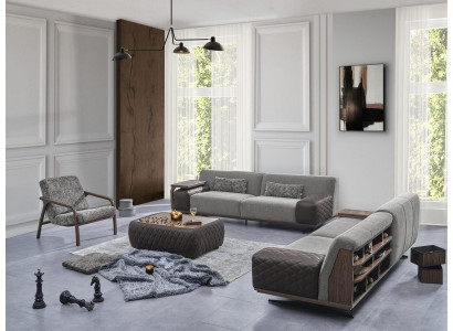 Moderne bankstelset 3-delig 2x bankstel driezits fauteuil gestoffeerd meubilair woonkamer