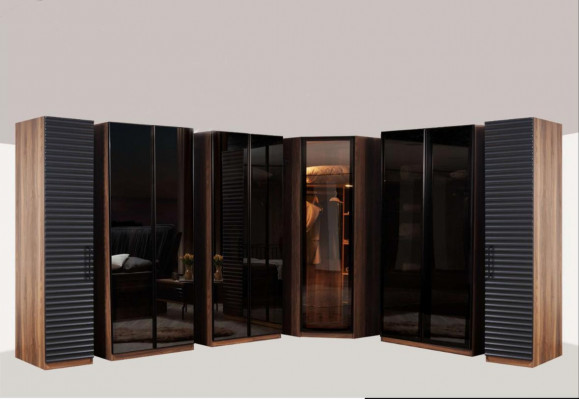 Slaapkamermeubels Moderne hoekkast Luxe houten kledingkast