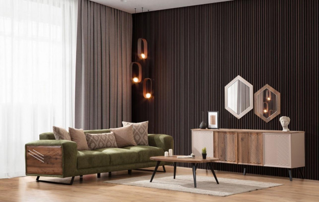 Modern groen gestoffeerde bank woonkamer ontwerper dressoir luxe dressoir