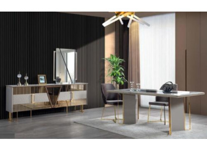 Eetkamer set luxe inrichting Eettafel dressoir met spiegel Compleet