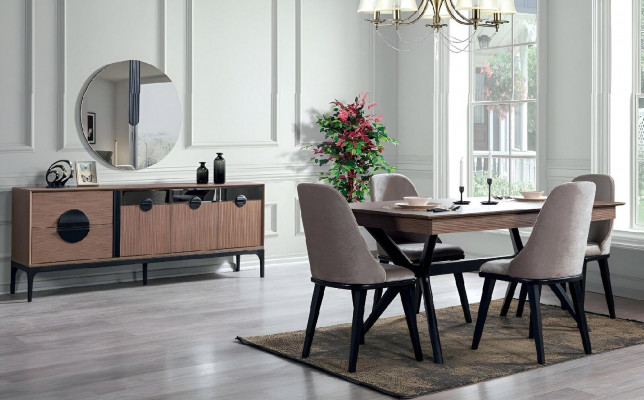 Luxe eetkamer set eettafel dressoir met spiegel Nieuw Compleet Modern Meubilair