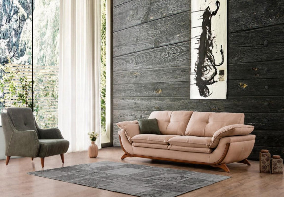 Bankstel Woonkamer Set Designer Driezitsbank Luxe Stoffen Fauteuil 2-delig