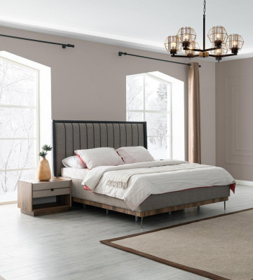 Grijs slaapkamer set Luxe bed 2x nachtkastjes Stijlvolle set.