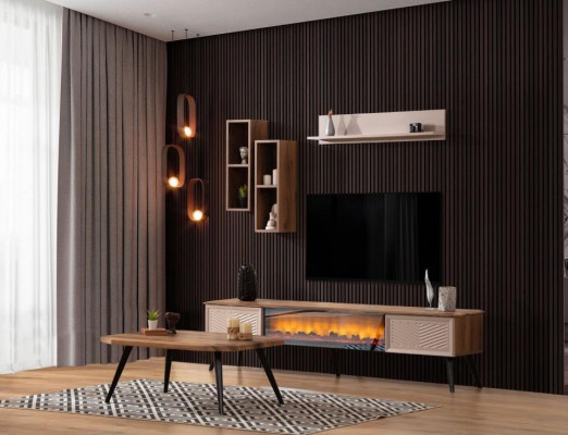 Stijlvolle woonkamer wandkast ontwerper RTV houten salontafel 2x planken