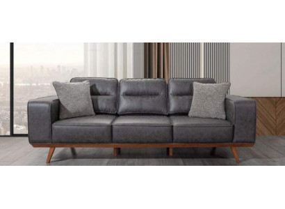 Moderne grijze bankstel van 3 zitplaatsen, luxe leren banken voor de woonkamer.