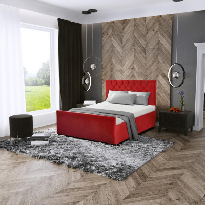 Moderne slaapkamermeubels Gestoffeerd Ontwerp Textiel Bed 180x200 Bedden Rood Tweepersoons