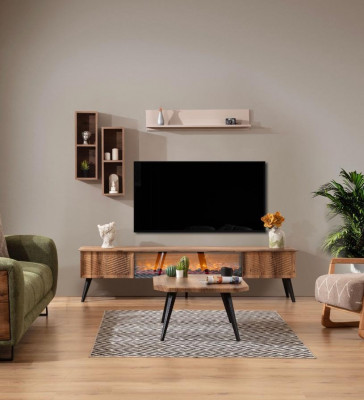 Woonkamer wandmeubel Ontwerper RTV-Lowboard TV-rek Hangende planken 3-delige set