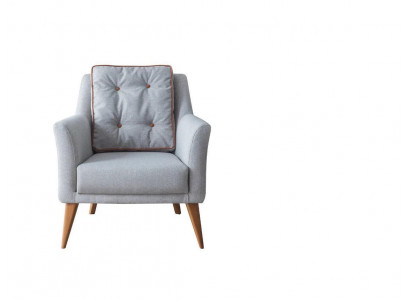 Lichtblauwe woonkamerfauteuil, ontwerpersfauteuil, relaxfauteuil, meubels