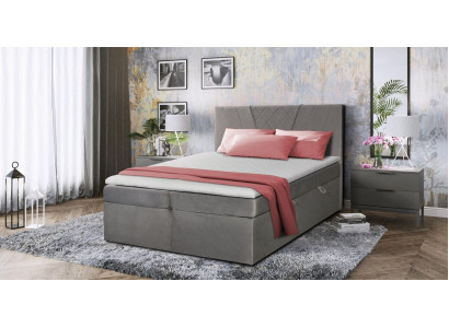 Tweepersoons gestoffeerd bed grijs 180x200 bedden luxe design meubels slaapkamer nieuw.