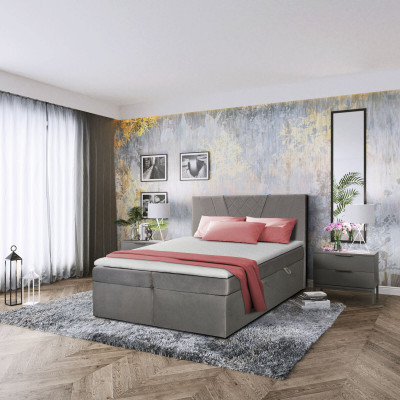 Tweepersoons gestoffeerd bed grijs 180x200 bedden luxe design meubels slaapkamer nieuw.