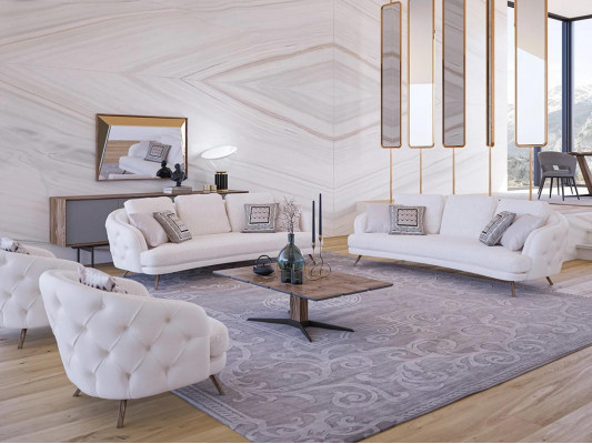 Modern Design Meubels Bankstellen Driepersoonsbanken Luxe 2x Fauteuils Salontafel