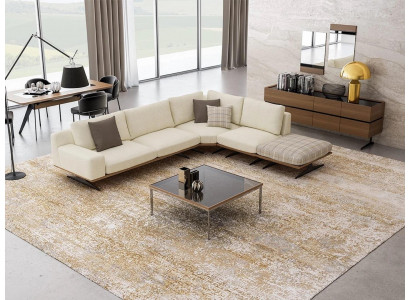 Woonkamer luxe set hoekbank L-vorm gestoffeerd meubilair ontwerp modern salontafel.