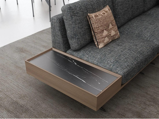 Grijze bank L-vorm Woonkamerset 2-delig Salontafel Hoekbank Luxe bekleding
